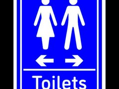 Sign Toilets Arrows Women Left  Men Right
